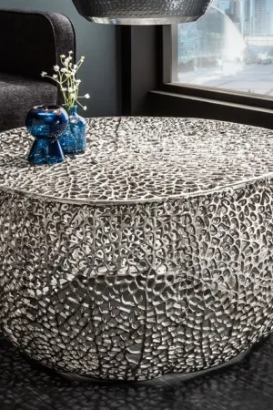 Bestel Nu Salontafel Leaf Zilver 80cm Rond - 40286