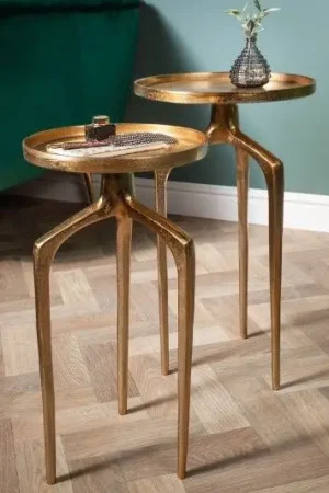 Aanbieding Bijzettafel Abstract 2-delig Goud 34cm Aluminium - 40357