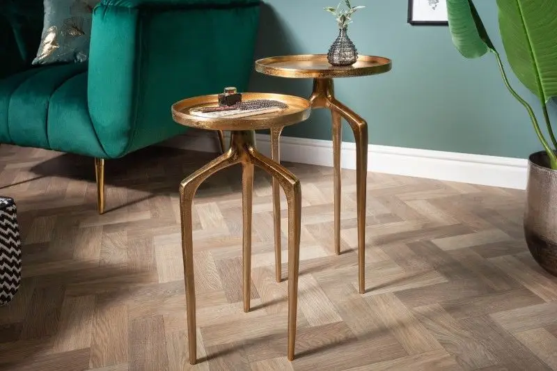 Aanbieding Bijzettafel Abstract 2-delig Goud 34cm Aluminium - 40357