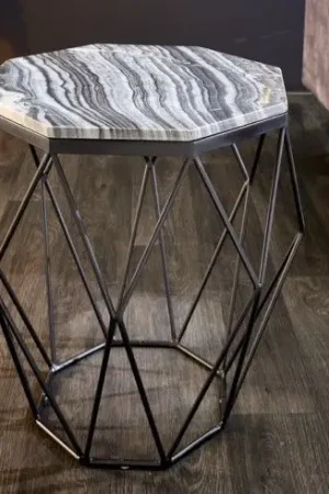 Actieprijs Salontafel Diamond Zwart Grijs 50x50cm Marmer - 41858