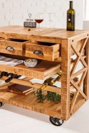 Beperkte Voorraad Barkast Bodega 90cm Massief Mango Hout - 42379