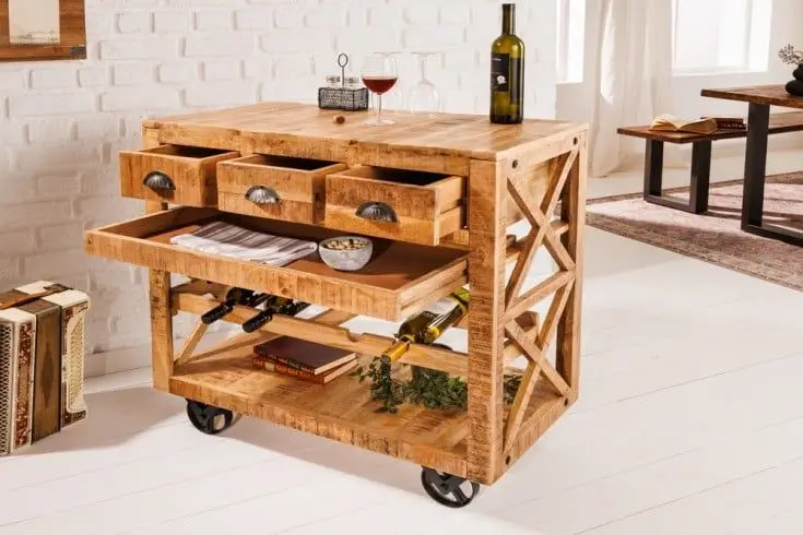 Beperkte Voorraad Barkast Bodega 90cm Massief Mango Hout - 42379