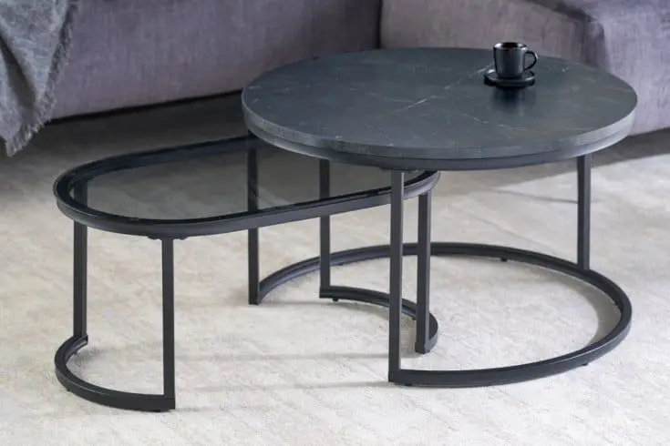 Actieprijs Salontafel 2-delige set Elegance Rond Zwart 72x72cm - 43641