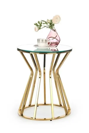 Beperkte Voorraad Salontafel Afina S Rond Goud 45cm Glas Glamour
