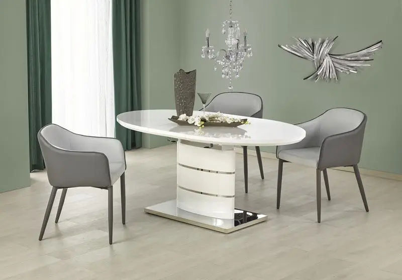 Uitschuifbare Ovalen Eettafel Aspen Wit 140-180cm Favoriet