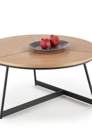 Voordeelprijs Salontafel Karida Rond Bruin Eiken 80cm met zwart onderstel