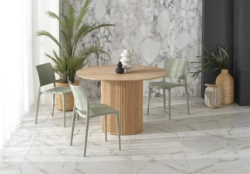Beste Prijs Eettafel Lopez Rond Eiken Bruin 120cm